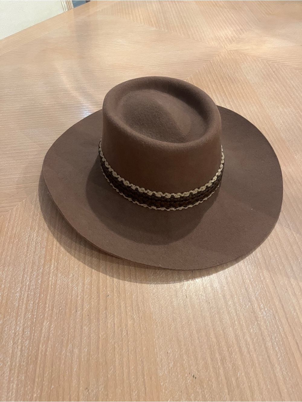 Cowboy/ western Brown Wide-Brim Felt Hat with Braided Band